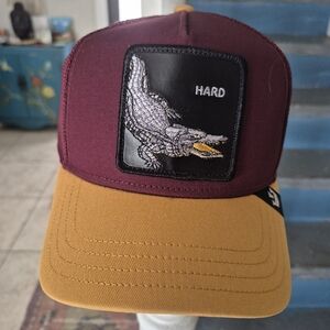 NEW Goorin Bros. HARD Alligator Trucker Hat SnapBack OSFA Maroon, Yellow NWT